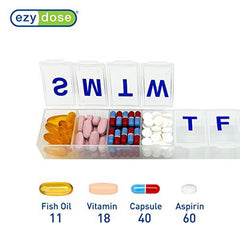 EZY DOSE Weekly (7-Day) Pill Organizer, Vitamin Case and Medicine Box, Clear Lids, 2X-Large