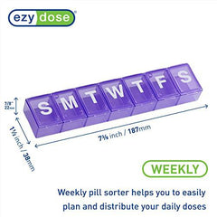 Ezy Dose Weekly (7-Day) Pill Organizer, Vitamin Case, and Medicine Box, Large Compartments, Purple