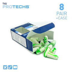 Flents Protechs Reusable Work Ear Plugs, Ideal for Construction Offering Protection From Loud Environments, 8 Pairs with Travel Size Case, Easy Use Comfort Fit, NRR 33, Green, Made In The USA