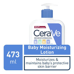 CeraVe BABY Moisturizing Lotion, Gentle Skin Care for Face & Body with Ceramides, Hyaluronic Acid, Niacinamide & Vitamin E. Fragrance-Free, Paraben-Free, Dye-free. Sensitive skin, non-greasy, 473ML