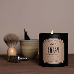 Manly Indulgence Fresh Shave Candle with Notes of Musk, Vanilla, Amber and Cedarwood (16.5 Oz)