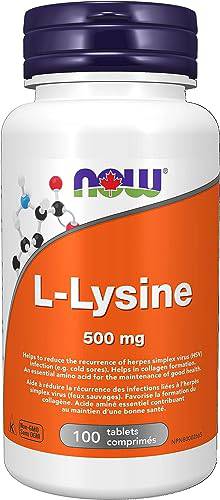 NOW Supplements L-Lysine 500mg Tablets, 100 Count