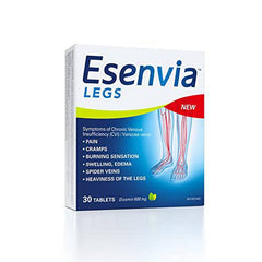 Esenvia Legs Chronic Venous Insufficiency Relief Tablets 34g - Helps Relieves signs and symptoms of Varicose Veins, Spider Veins, Heaviness of the legs,Pain, Swelling, Burning Sensation - 30 Count