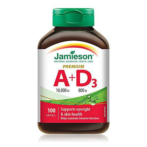 Jamieson Vitamin A 10,000 IU plus Vitamin D 800 IU - Premium Softgels