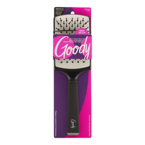 Goody Ceramic Blow Dry Paddle Brush - Flexible Cushion with Protective Coating - Pain-Free Detangler Comb for Women, Men & Kids - Removes Knots and Tangles, for Natural, Straight, Thick & Curly Hair