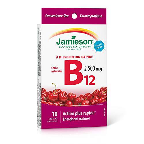 Jamieson Vitamin B12 Methylcobalamin 2,500 mcg High Potency Fast-Dissolving Tablets - Travel Size (Packaging May Vary)