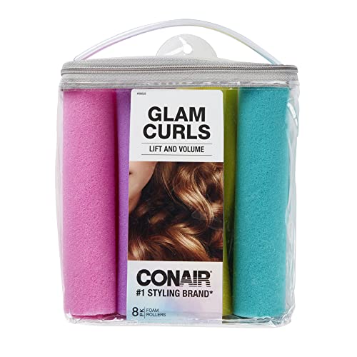 Conair Foam Hair Rollers for Big Loop Curls, Hair Rollers, Hair Curlers in Assorted Sizes, 8 Count (Pack of 1)