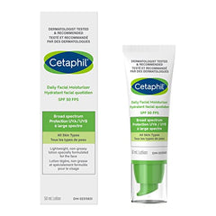 Cetaphil Daily Facial Moisturizer SPF 50 - For Sensitive Skin - Oil Free and Non Greasy - Lightweight Lotion With Broad Spectrum Protection - Dermatologist Recommended, 50ml