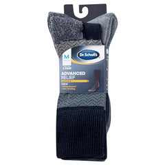 Dr. Scholl's Men's Advanced Relief Blisterguard Socks - 2 & 3 Pair Packs - Non-Binding Cushioned Moisture Management, Navy Chevron, 7-12