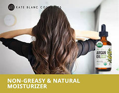 Kate Blanc Cosmetics Argan Oil for Hair and Skin 100% Pure Cold Pressed Organic Argan Hair Oil for Curly Frizzy Hair. Stimulate Growth for Dry Damaged Hair. Moroccan Skin Moisturizer (Light 4oz)