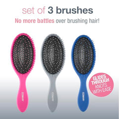 Conair Detangling Cushion Brush Set, 3pc (Colors May Vary)