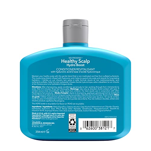 Neutrogena Moisturizing Healthy Scalp Hydro Boost Conditioner for Dry Hair and Scalp, with Hydrating Hyaluronic Acid, pH-Balanced, Paraben & Phthalate-Free, Color-Safe, 354 ml