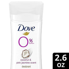 Dove 0% Aluminum Deodorant Stick for Women in Coconut & Pink Jasmine Scent Aluminum Free Deodorant with 48h Odour Protection and 1/4 Moisturizers 74 g