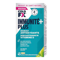 Cold-FX Immune+ Plus, with proprietary extract of North American Ginseng, Vitamin D, Zinc, Quercetin and Copper, Helps reduce Chance Cold and Flu, Immune System Support, 45 Vegan Vegetarian Capsules