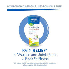 Boiron Arnicare Roll-on Homeopathic medicine for the relief of pain, stiffness (tension) in muscles and joints caused by minor traumas, physical activity or overexertion. Relieves painful back stiffness.