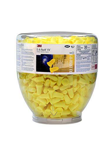 3M Ear Plugs, 500 Pair/Refill Bottle for One Touch Dispenser, E-A-Rsoft FX 391-1012, Uncorded, Disposable, Foam, NRR 33, Drilling, Grinding, Machining, Sawing, Sanding, Welding