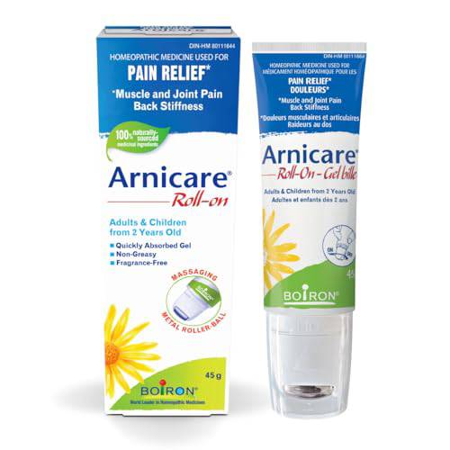 Boiron Arnicare Roll-on Homeopathic medicine for the relief of pain, stiffness (tension) in muscles and joints caused by minor traumas, physical activity or overexertion. Relieves painful back stiffness.