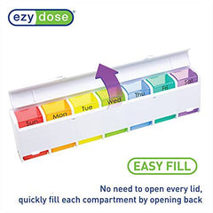 EZY DOSE Weekly (14-Day) Pill Organizer, Vitamin and Medicine Box, X-Large Detachable Compartments, Rainbow Colors