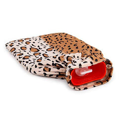 Bodico Cute Cheetah Print Novelty Gift Cozy Hot Water Bottle with Cover, 2L, Brown