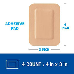 Nexcare™ Cushioned Adhesive Pad AWP-34-CA, Waterproof, 3 in x 4 in (76.2 mm x 101 mm), 4/Pack