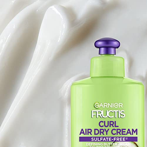 Garnier Fructis Curl Air Dry Cream Sulfate-Free Defining Butter Cream, for All Curl Types, with Coconut Oil and Elasto-Protein, 300mL