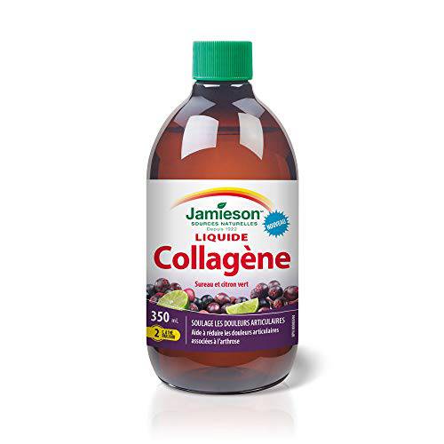 Jamieson Collagen Liquid Elderberry Lime Flavour - 1,200 mg Hydrolyzed Collagen, 350 ml (Pack of 1)