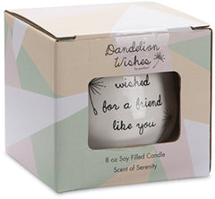 Dandelion Wishes 77114 Plain, I Always Wished for A Friend Like You White Ceramic Soy Serenity Scented Candle