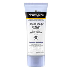 Neutrogena Ultra Sheer Dry-Touch Sunscreen SPF 60, Water & Sweat Resistant, non-comedogenic, won't clog pores, 88mL