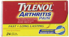 Tylenol Arthritis Pain,Acetaminophen 650 mg Caplets, Fast & Long Lasting Arthritis, Muscle & Joint Pain Relief, 24 Caplets