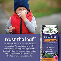 Nature's Way Kids Sambucus Cold and Flu Care – Elderberry Syrup with Echinacea and Propolis - Used in Herbal Medicine to Help Relieve Symptoms (Coughs and Sore Throats) in Children, 120 ml