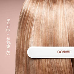 Conair Double Ceramic Flat Iron, 1 Inch, White/Rose Gold