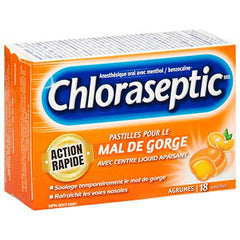 Chloraseptic Fast Acting Sore Throat Lozenges with Soothing Liquid Centre, Citrus Flavour, 18 Lozenges