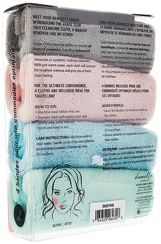 Make-up Removing Cloths 4 Count, Pastel, Erase Your Face By Danielle Enterprises