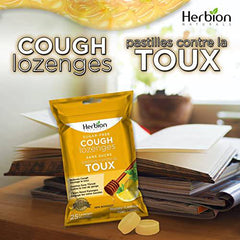 Herbion Naturals Sugar-Free Cough Lozenges with Natural Honey-Lemon Flavour – 25 Count – Quick Relief from Cough, Sore Throat & Nasal Congestion – With Medicinal Herbal Extracts - For Adults & Kids 12+