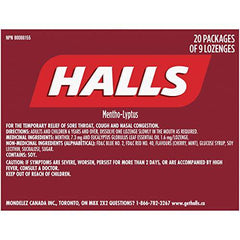 Halls Cherry Cough Drops 9 count, 20 Packs