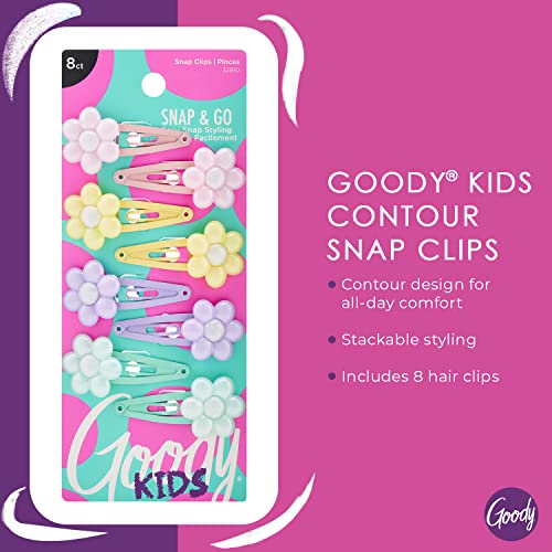 Goody Kids Snap Hair Clips, 8 Multicolour Snap and Go Pack for Kids