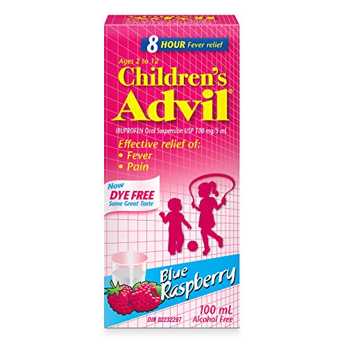 Children's Advil Dye Free Suspension (100ml, Blue raspberry flavour) 100 milliliter