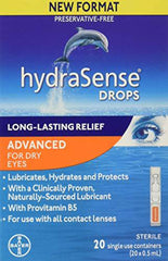 hydraSense Advanced Eye Drops Single Use Vials, Preservative Free, With Provitamin B5, 20 Count