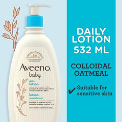 Aveeno Baby Daily Moisture Body Lotion for Delicate Skin, Natural Colloidal Oatmeal & Dimethicone, Hypoallergenic Moisturizing Baby Lotion, Fragrance-, Phthalate- & Paraben-Free, 532mL