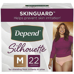 Depend Silhouette Adult Incontinence Underwear for Women, Maximum Absorbency, Medium, Pink, 22 Count