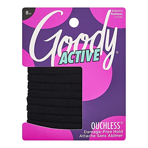 GOODY Seamless Sweatstretch Elastics, Black, 8 Ct.