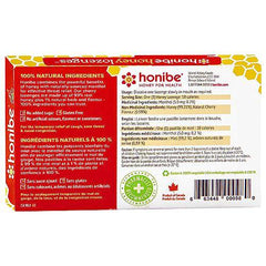 Honibe 100% Pure Honey Lozenges, Made in Canada, Soothes Sore Throat, with Menthol, 1 pack (10 lozenges),Natural Cherry