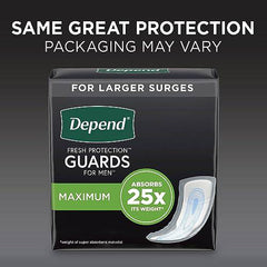 Depend Adult Incontinence Guards for Men, Maximum Absorbency Disposable Pads, 52 Count