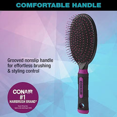 Conair Pro Hair Brush with Wire Bristle, Cushion Base, Colors May Vary, Black with Assorted Accents