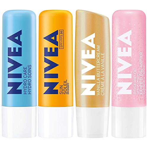 Nivea Hydrating Caring Lip Moisturizer Mix Pack, 4x4.8g Stick