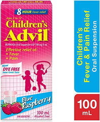 Children's Advil Dye Free Suspension (100ml, Blue raspberry flavour) 100 milliliter