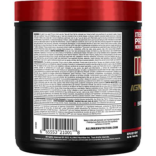 ALLMAX Nutrition - Impact Igniter Xtreme Pre Workout Powder - with Citrulline Malate, Beta - Alanine, Caffeine, Taurine, and Betaine anhydrous - Fruit Punch - 360g