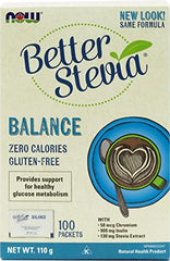 Now Stevia Balance With Inulin & Chromium Packets Powder, 100g