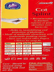 Flamingo Cot Splint Straightening Finger Corrector Brace for Fracture, Muscle - Aluminium with Foam Padding for Immobilises, Burns and Protects Phalanges - Small