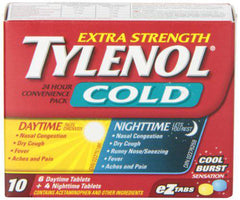 TYLENOL Extra Strength Cold eZ Tabs, Relieves Cold symptoms, Daytime and Nighttime, Convenience Pack, 10ct